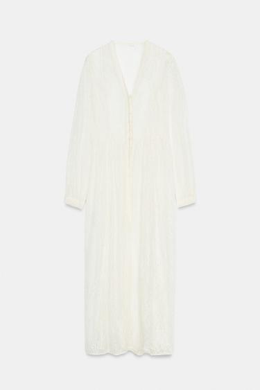 ZW COLLECTION LONG LACE DRESS - Oyster-white by Zara - Image 4