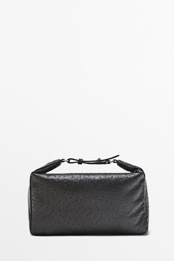 Zara Textured nappa leather rectangular bag - Brown - Image 0