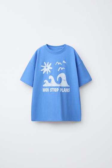 Zara PRINTED T-SHIRT - Blue - Image 0