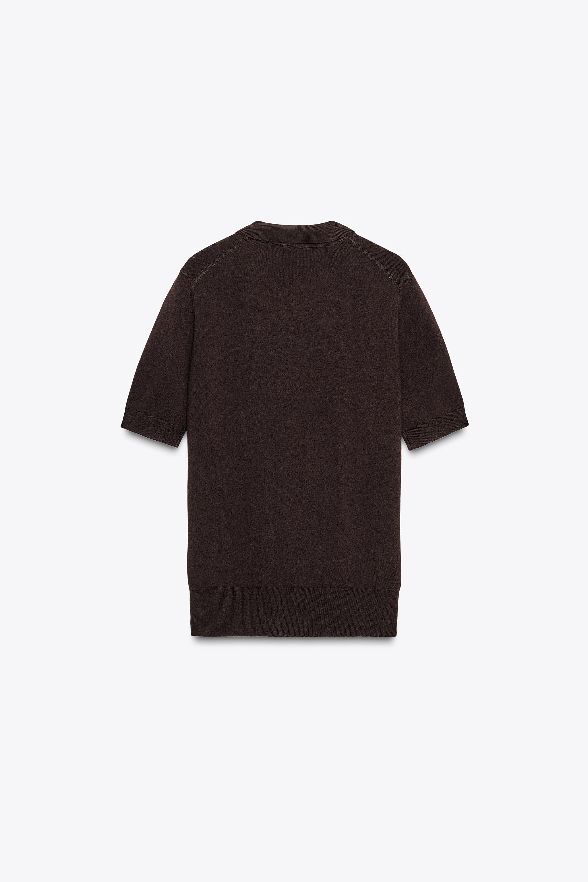 SHORT SLEEVE KNIT POLO TOP