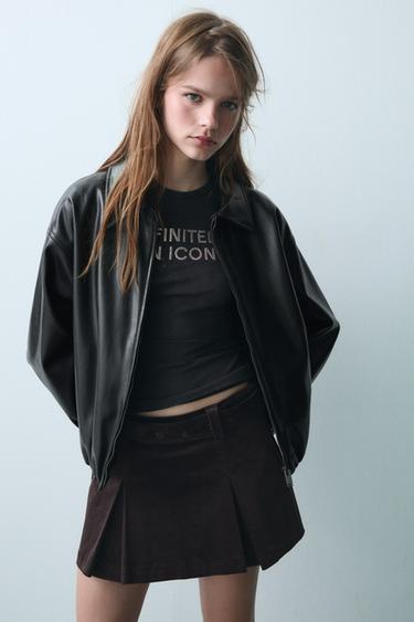 FALDA PANTALÓN PANA CINTURÓN - Berenjena oscuro de Zara