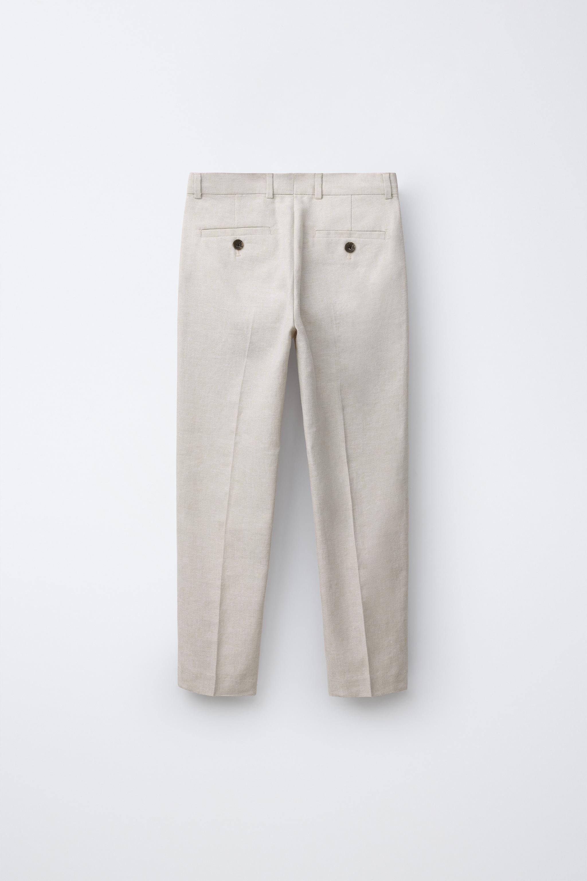 Детские брюки Zara COTTON LINEN BLEND SUIT PANTS — фото 3