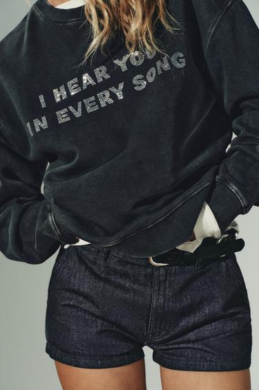 SWEAT DÉLAVÉ À INSCRIPTION - Gris anthracite de Zara - Image 2
