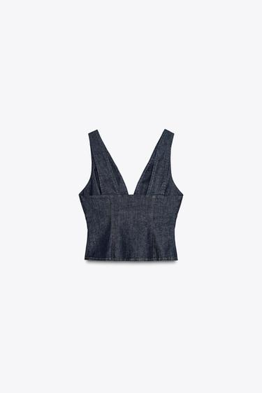TOP Z1975 COURT EN DENIM - Bleu de Zara - Image 1