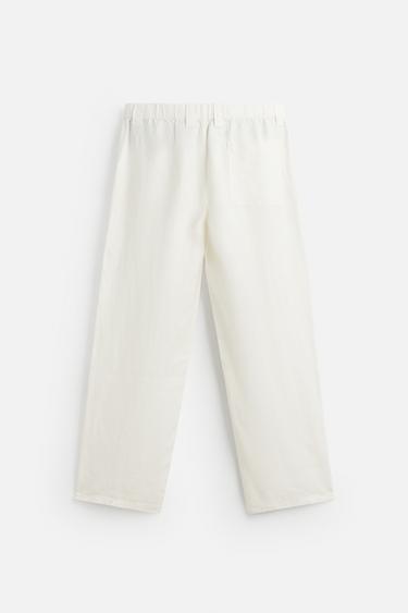 PANTALON COUPE DÉCONTRACTÉE 100 % CHANVRE - Blanc cassé de Zara - Image 7
