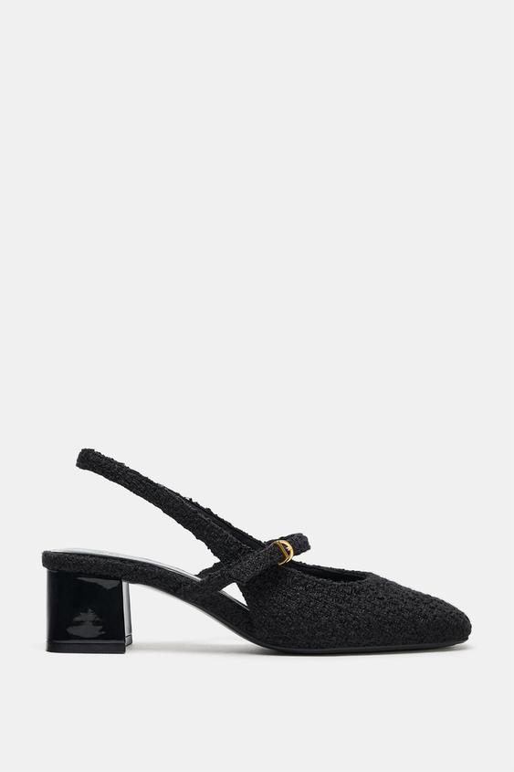 ZAPATO DESTALONADO TEJIDO - Negro de Zara - Imagen 0