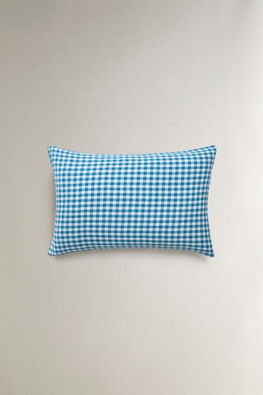 KIDS' CHECK MUSLIN PILLOWCASE - Bluish by Zara - Image 3