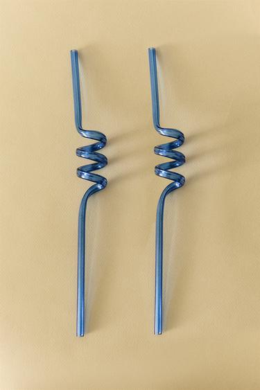 PACK OF CHILDREN'S COLOURED TRITAN™ SPIRAL STRAW (PACK OF 2) - Blue by Zara