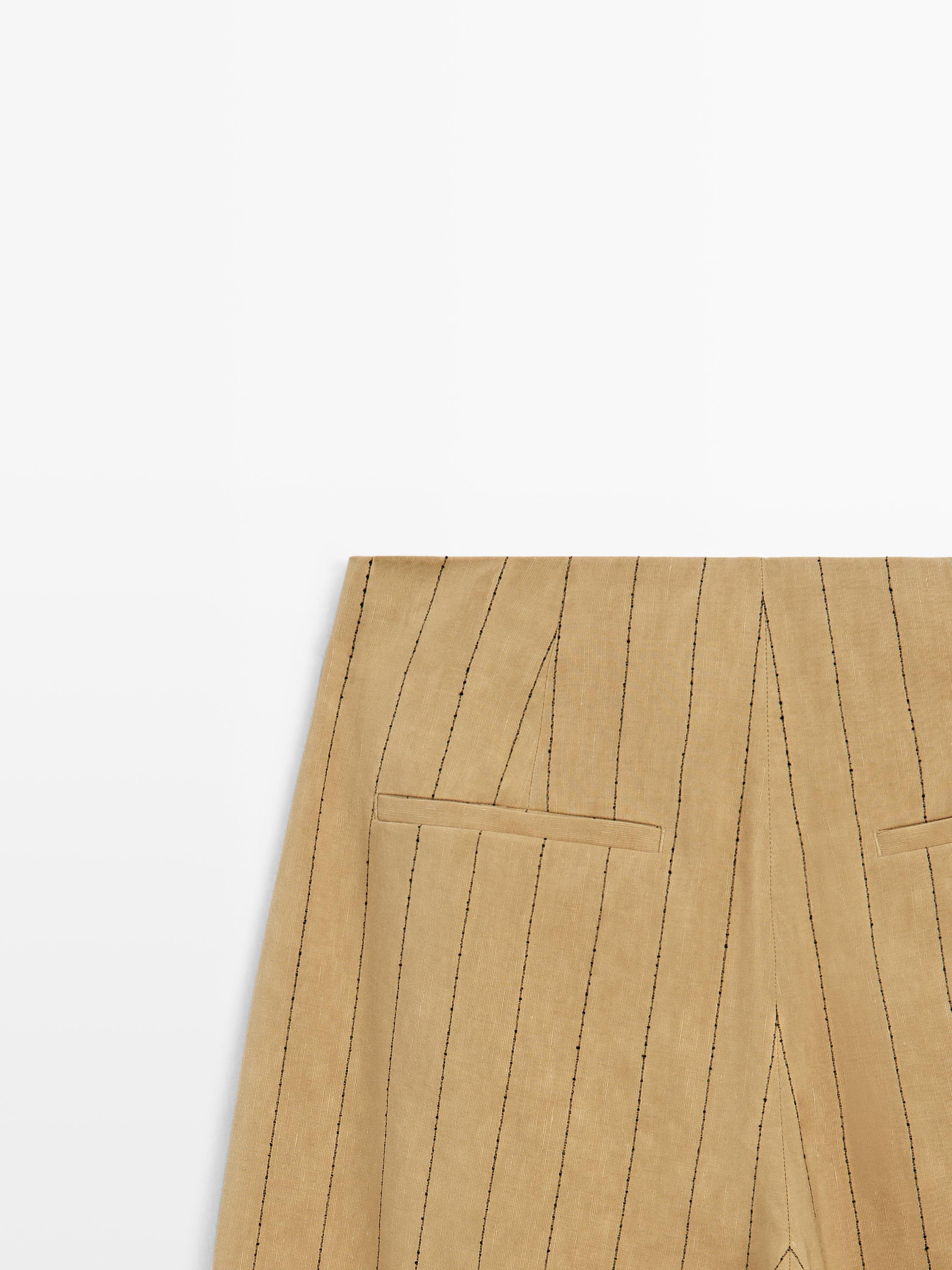 Darted wide-leg trousers