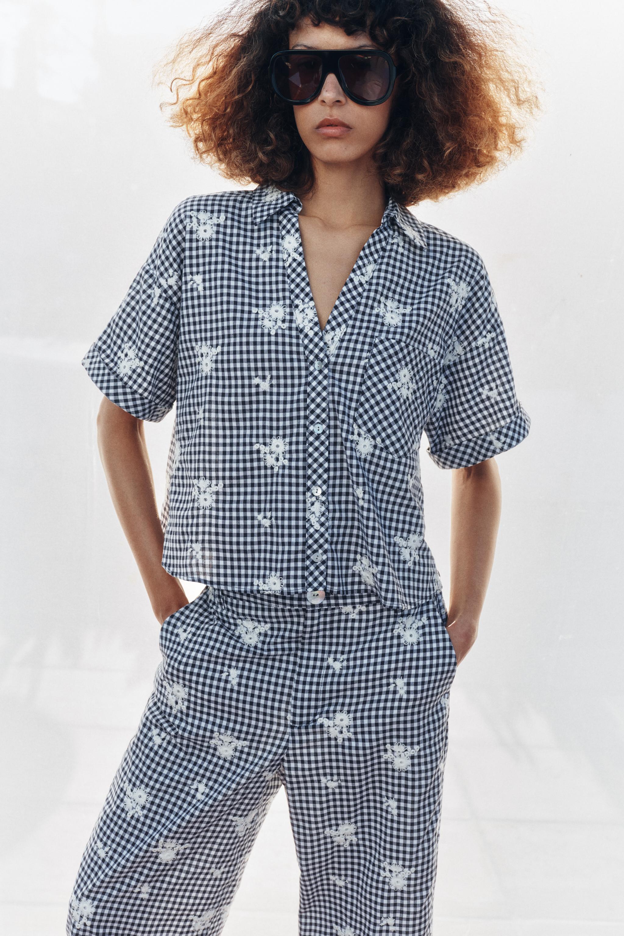 CHEMISE À CARREAUX BRODÉS