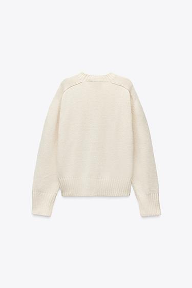 PLAIN KNIT SWEATER - Ecru by Zara - Image 5