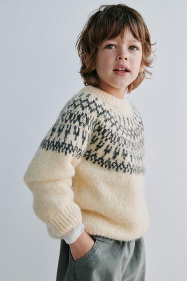 JACQUARD KNIT JUMPER WITH WOOL AND ALPACA - Vanilla by Zara