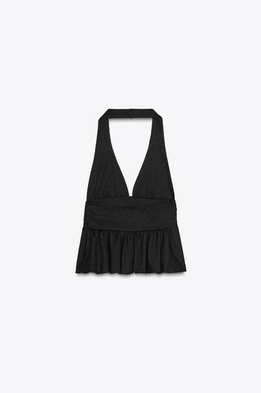 TOP HALTER VOLANTS - Noir de Zara - Image 5
