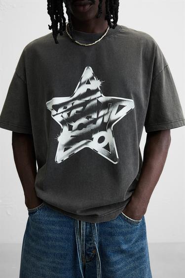 WASHED PRINT T-SHIRT - Dark anthracite by Zara - Image 5