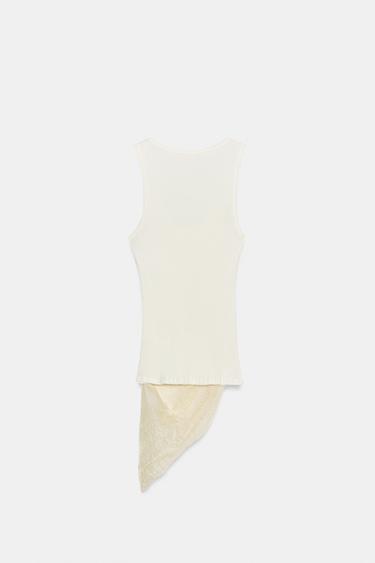 RIBBED COMBINED TOP - Oyster-white by Zara - Image 5