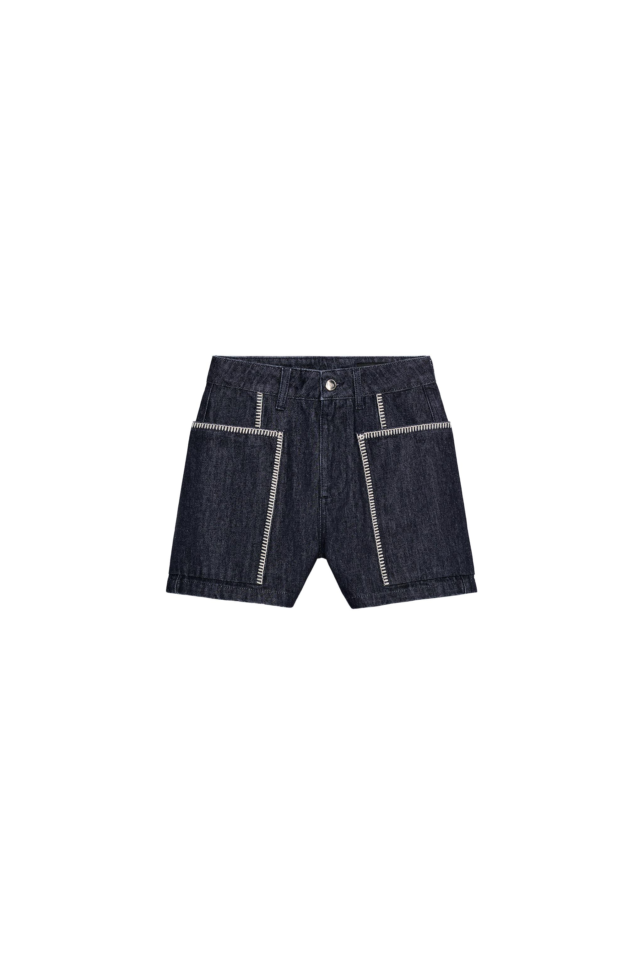 Z1975 EMBROIDERED SHORTS - Blue | ZARA United States