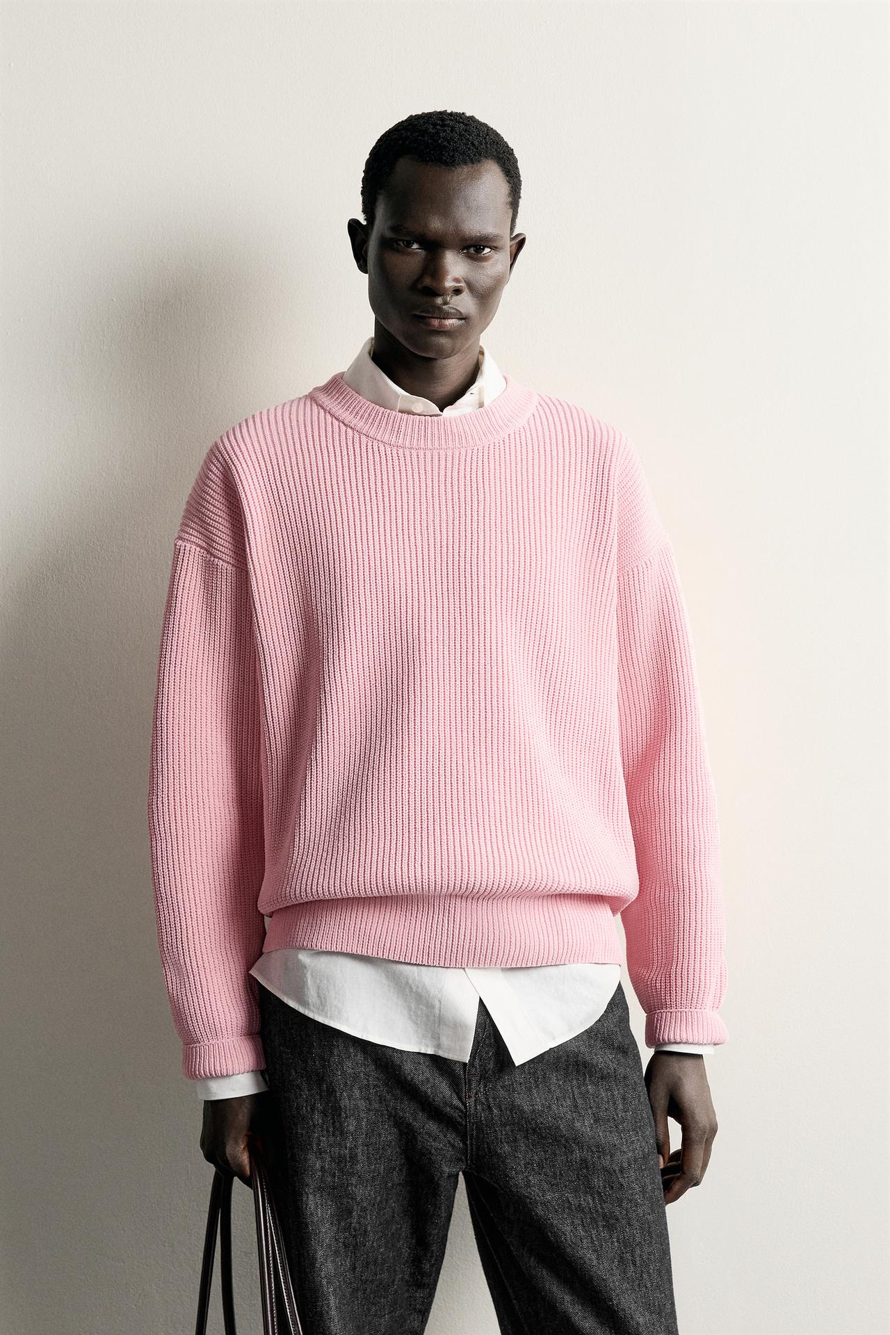 CHENILLE RELAXED FIT SWEATER — Pink