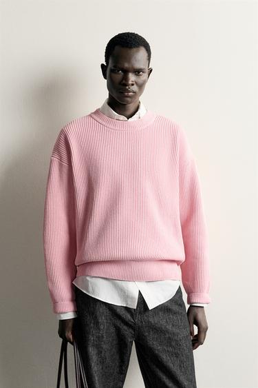CHENILLE RELAXED FIT SWEATER — Pink 2