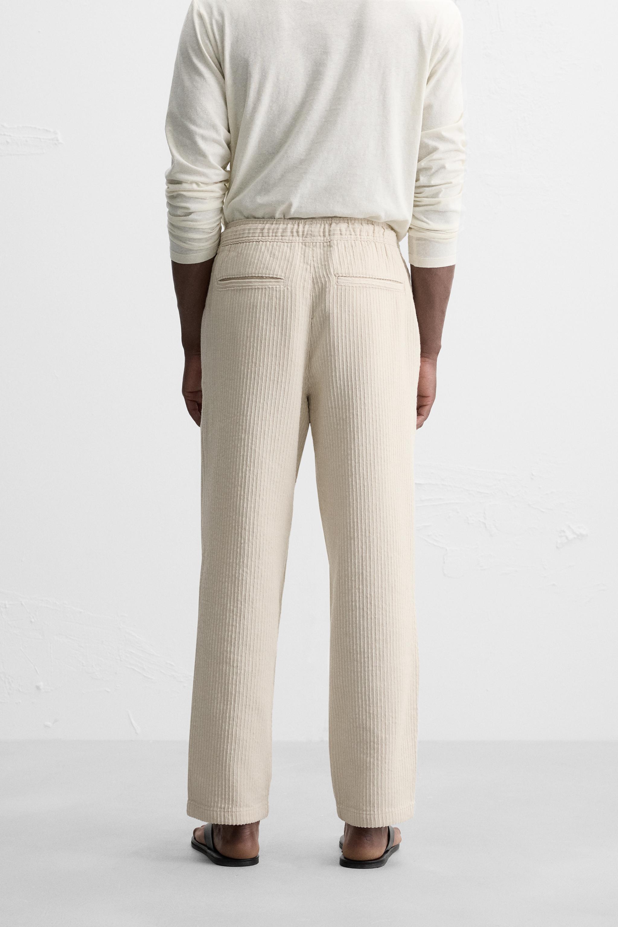 STRIPED JACQUARD PANTS - Ecru | ZARA United States STRIPED JACQUARD PANTS - Ecru | ZARA United States