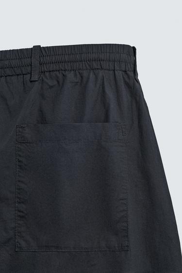 PANTALON DROIT EN POPELINE - Bleu marine de Zara - Image 9