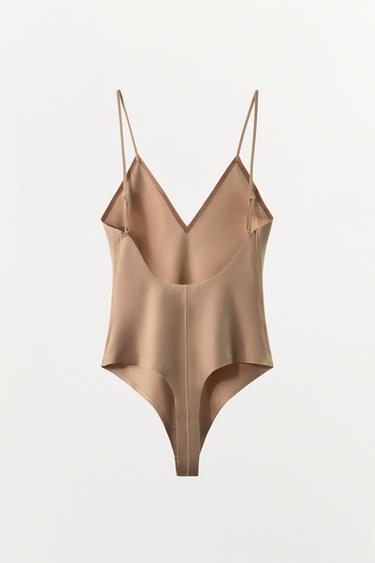 STRAPPY BODYSUIT WITH POLYAMIDE - Beige-pink by Zara - Image 5