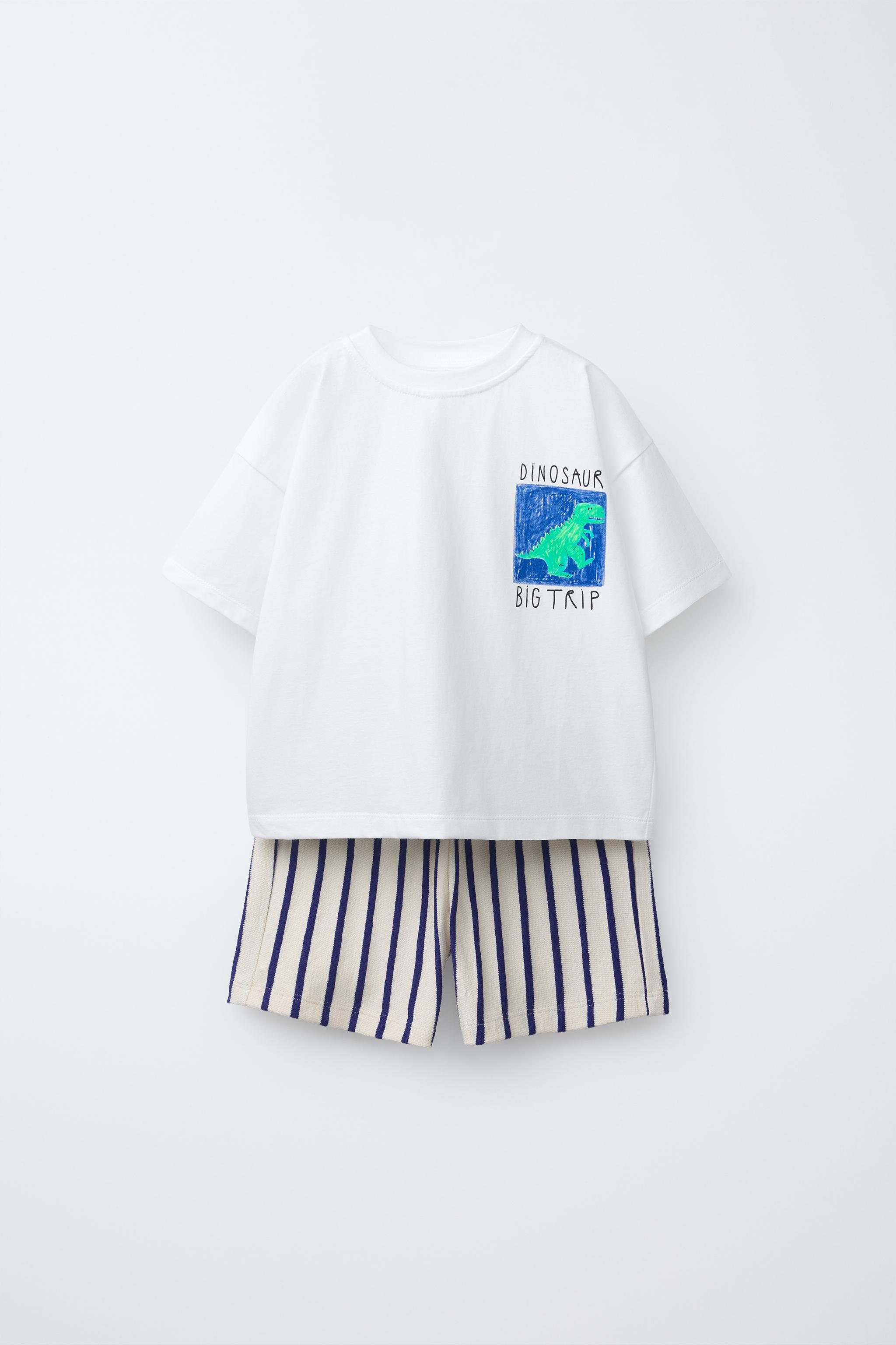 Детские шорты Zara DINOSAUR JOGGING T-SHIRT AND BERMUDA SET