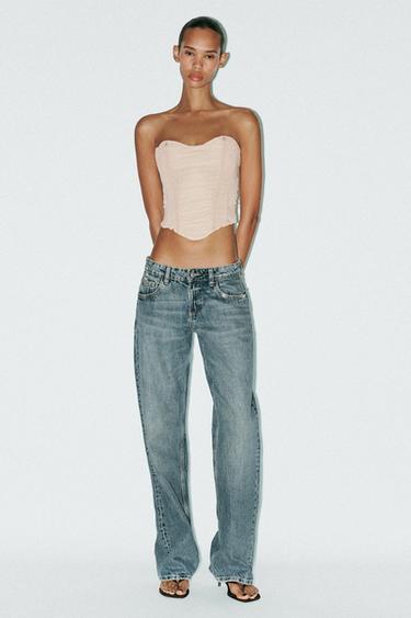 GATHERED TULLE CORSET TOP - Beige-pink by Zara - Image 0