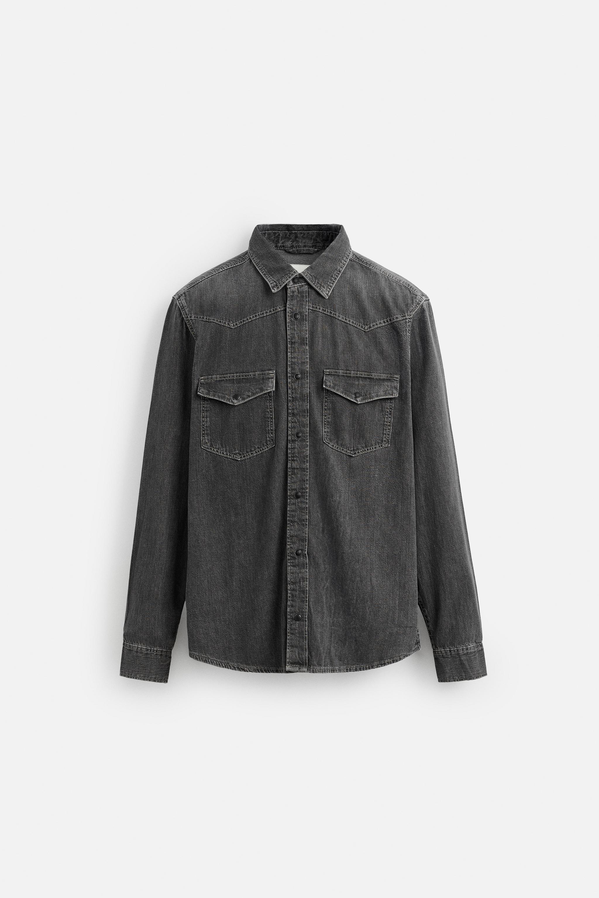 GROVE ♥ NORMA DENIM SHIRT /追跡付 WESTERN DENIM SHIRT - Grey | ZARA New Zealand