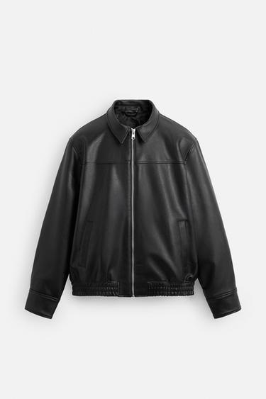 LEATHER EFFECT BOMBER JACKET - Black by Zara
