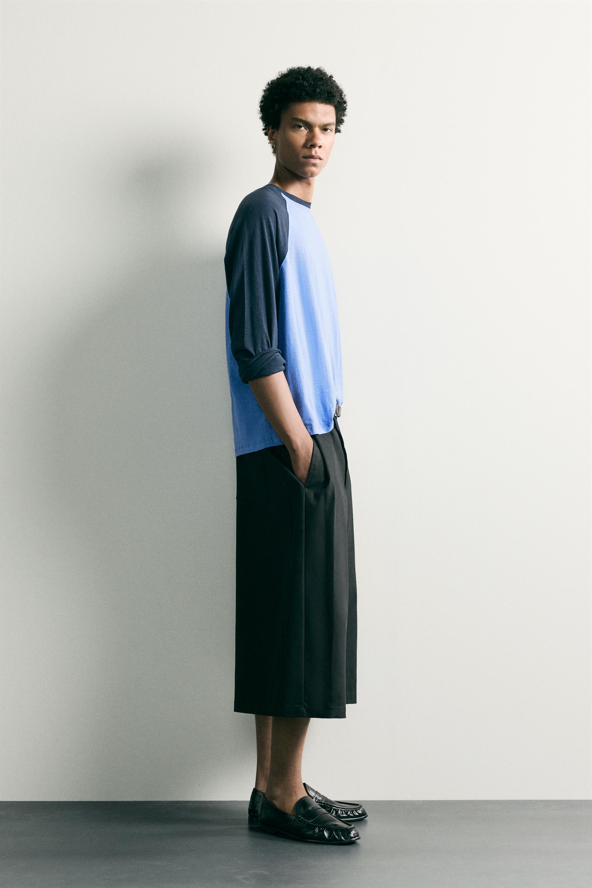 Мужские брюки Zara RELAXED FIT CULOTTE PANTS WITH SIDE PLEATS — фото 4