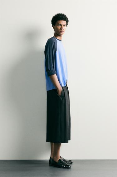 RELAXED FIT CULOTTES WITH SIDE PLEATS - Black by Zara