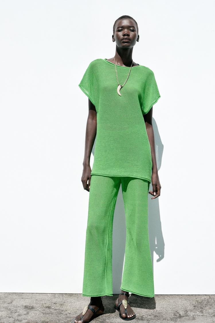 Zara Conjunto Chandal Punto Ropa Pantalon Punto Ancho Zara Las