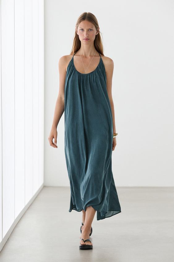 Midi dress with gathered neckline from Zara - $220