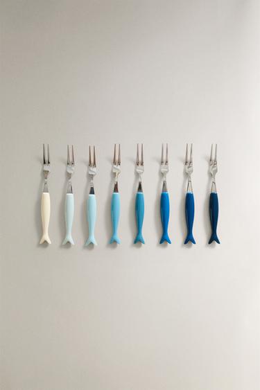 PACK OF FISH APERITIF FORKS (PACK OF 8) - Blue by Zara - Image 0