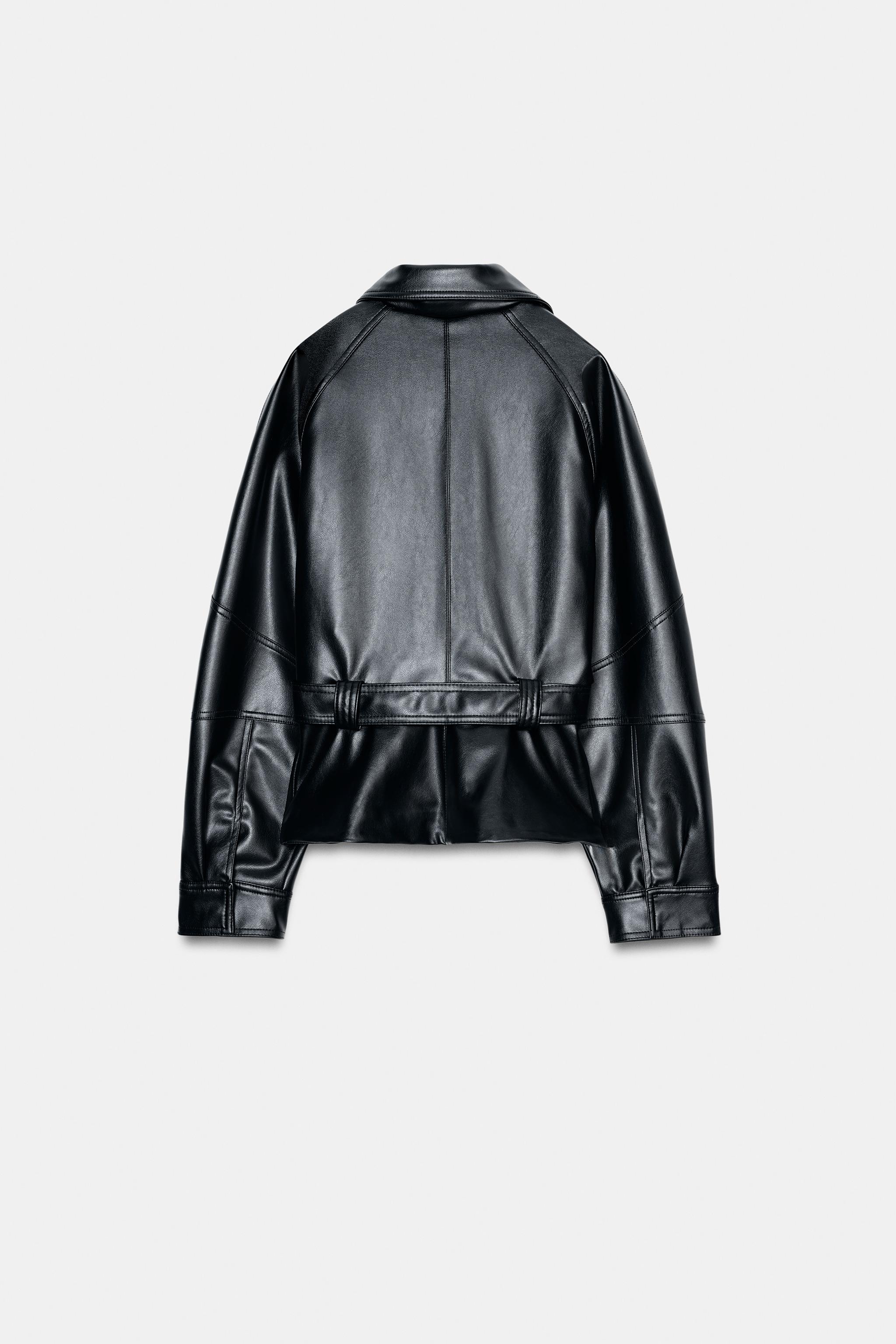 FAUX LEATHER JACKET WITH BELT