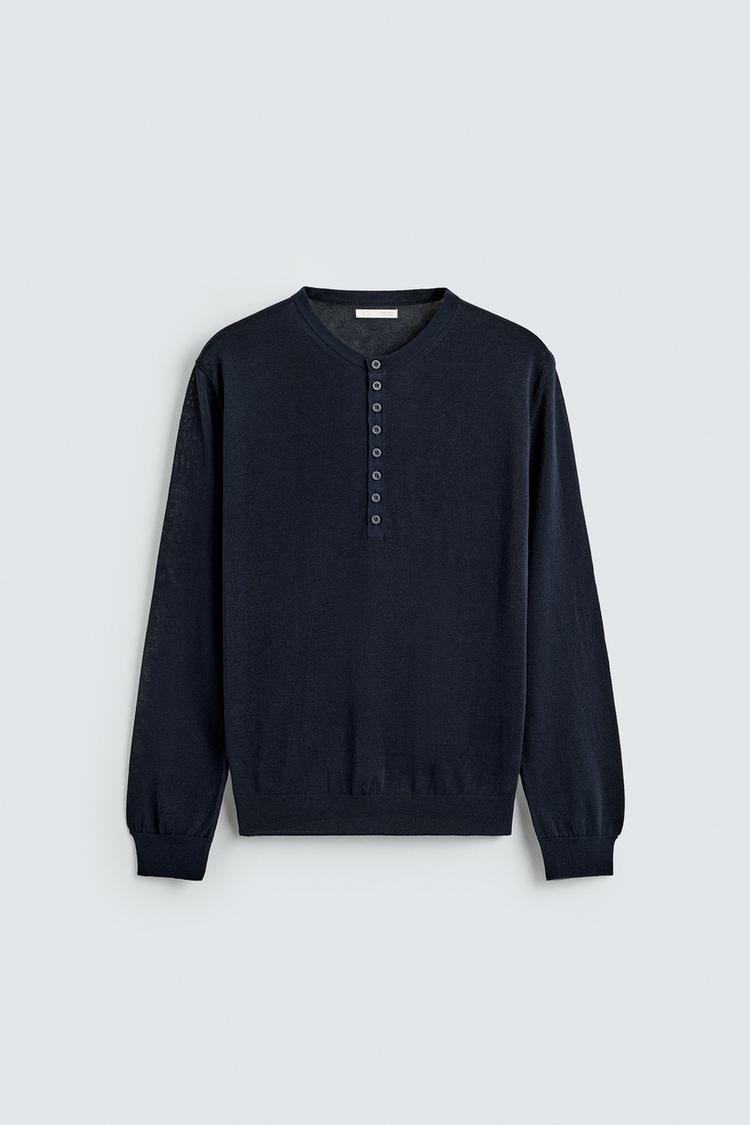 ZARA TEXTURED HENLEY JUMPER