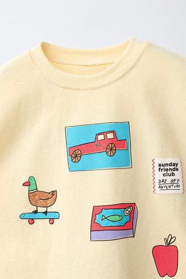 T-SHIRT À IMPRIMÉ ÉLÉMENTS - Jaune moyen de Zara - Image 2