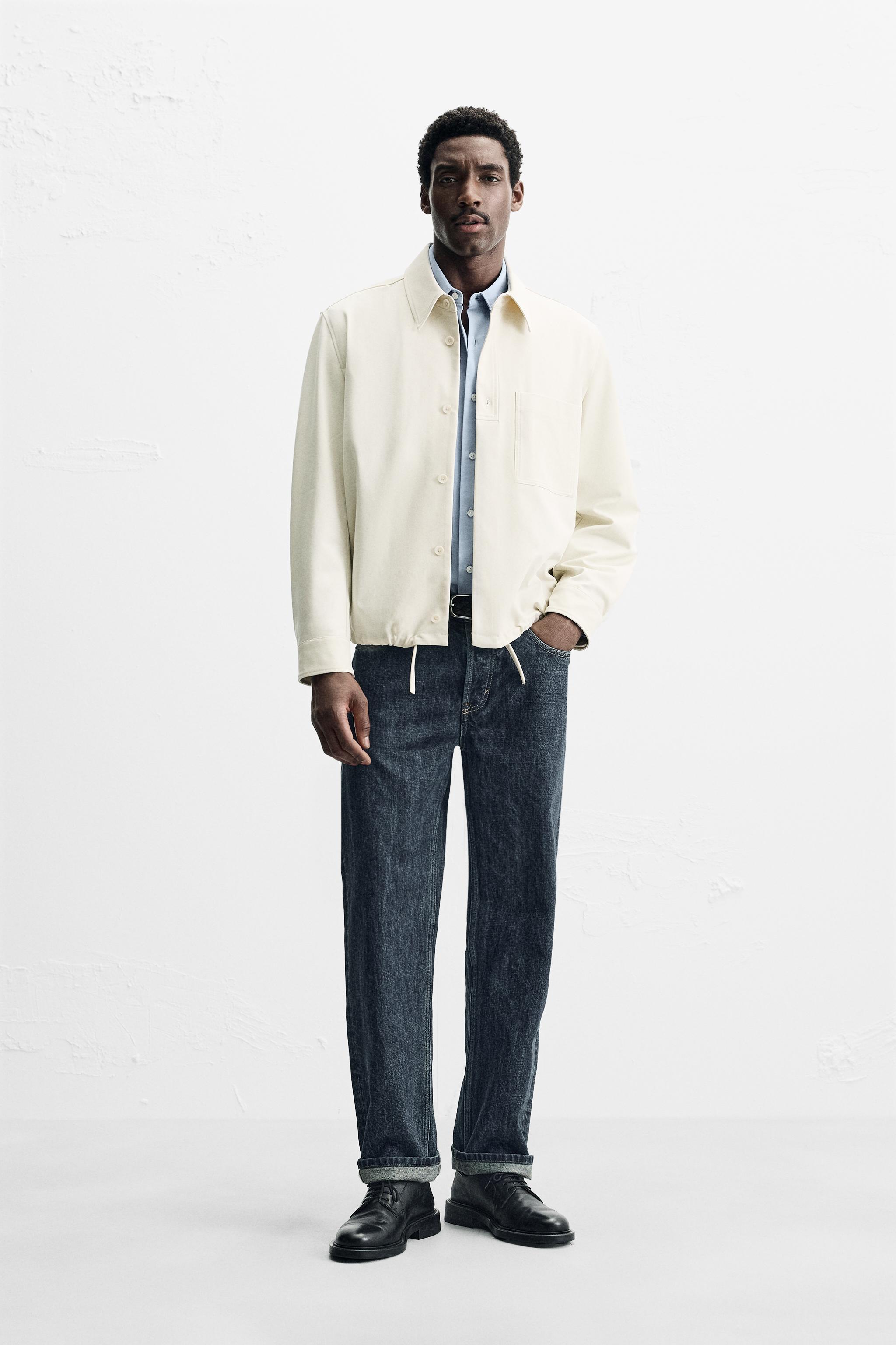 ZARA ベージュ ジップアップジャケット XL - メルカリ