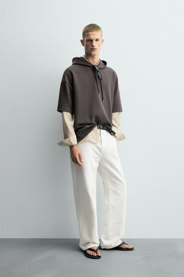 INTERLOCK HOODIE WITH LABEL - Dark brown by Zara - Image 3
