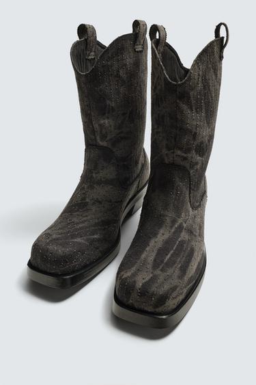 BOTTES COW-BOY EN DENIM - Noir de Zara - Image 4