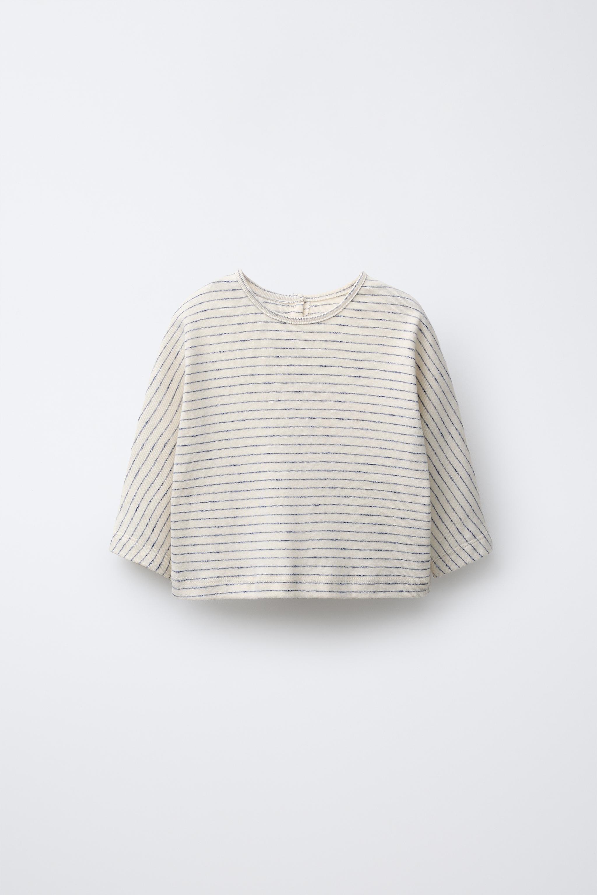 STRIPED T-SHIRT - Ecru / Navy | ZARA United States