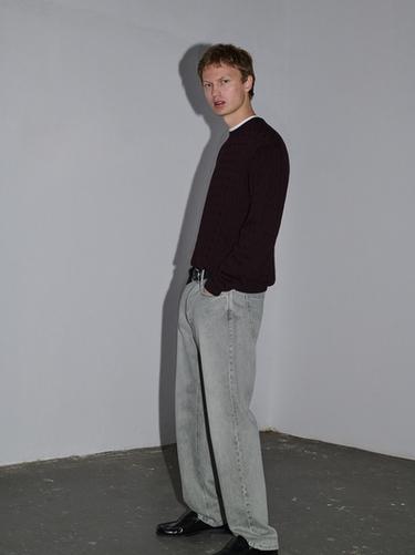 Zara Cotton cable-knit sweater - Burgundy