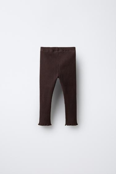 SOFT-TOUCH RIBBED LEGGINGS - Chocolate by Zara - Image 1