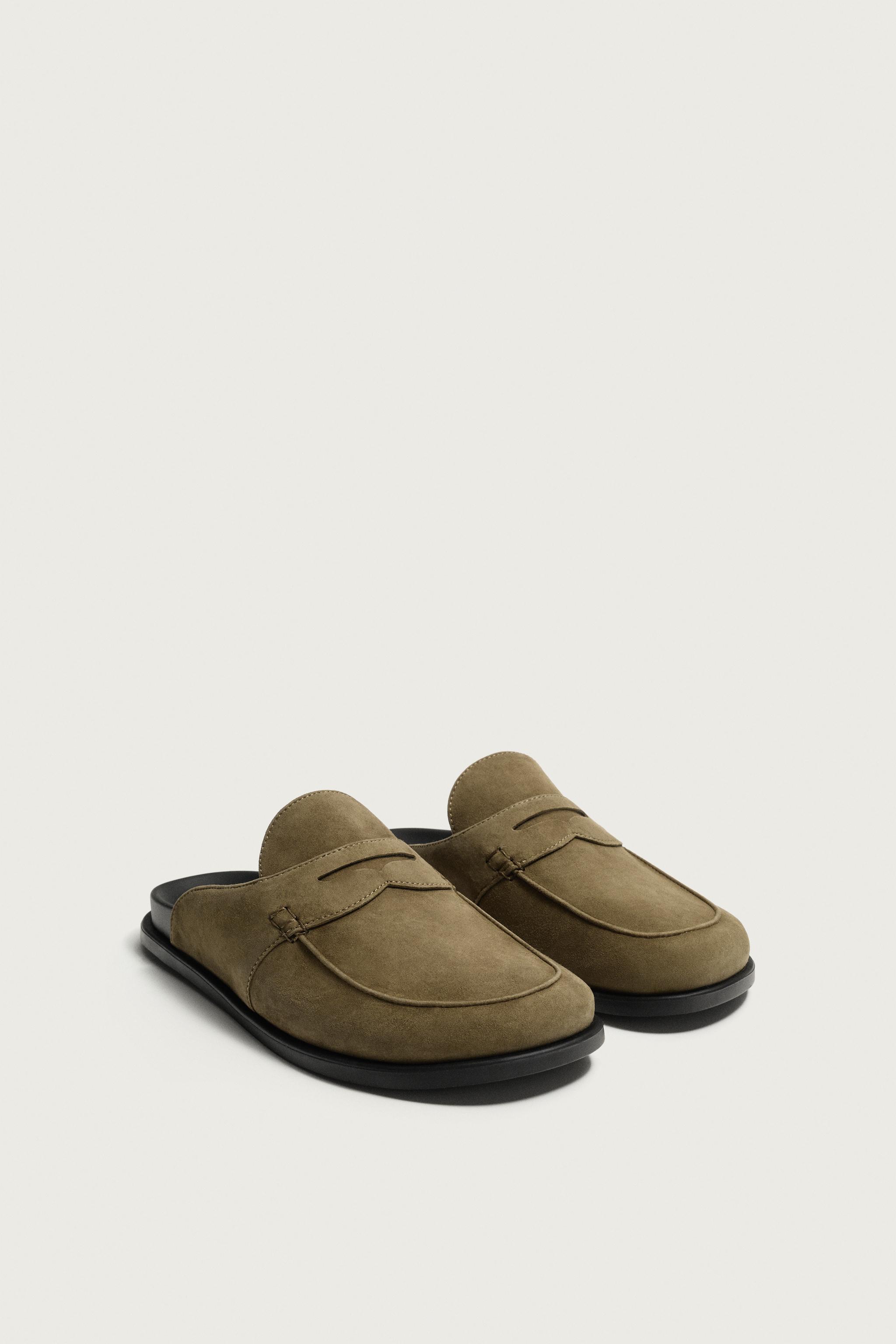 SPLIT LEATHER CLOGS — Beige (alternate view)