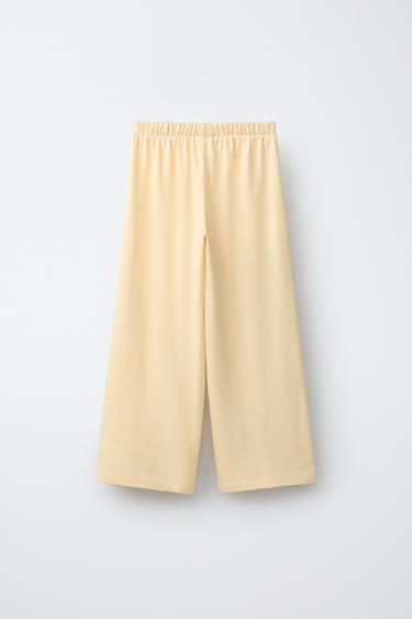 PLAIN T-SHIRT AND WIDE-LEG TROUSERS SET - Yellow by Zara - Image 4