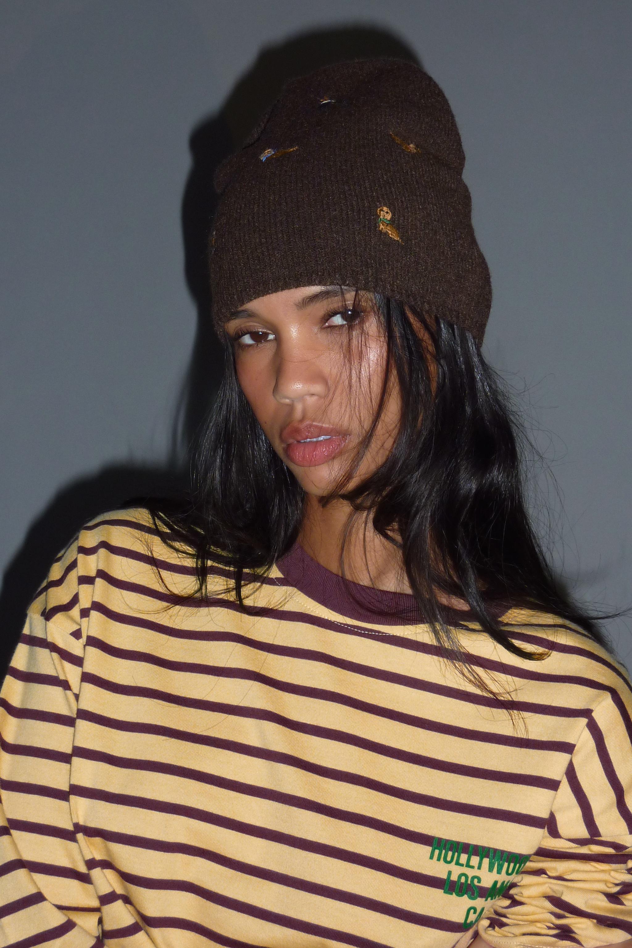 EMBROIDERED KNIT BEANIE