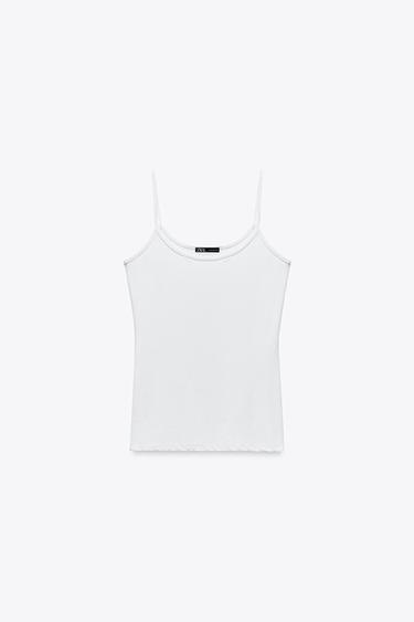 T-SHIRT POLIAMIDA ALÇA FINA - Branco da Zara