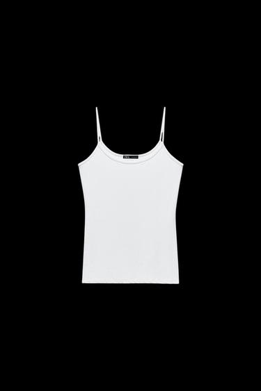 Zara POLYAMIDE SPAGHETTI STRAP CAMISOLE - White - Image 0