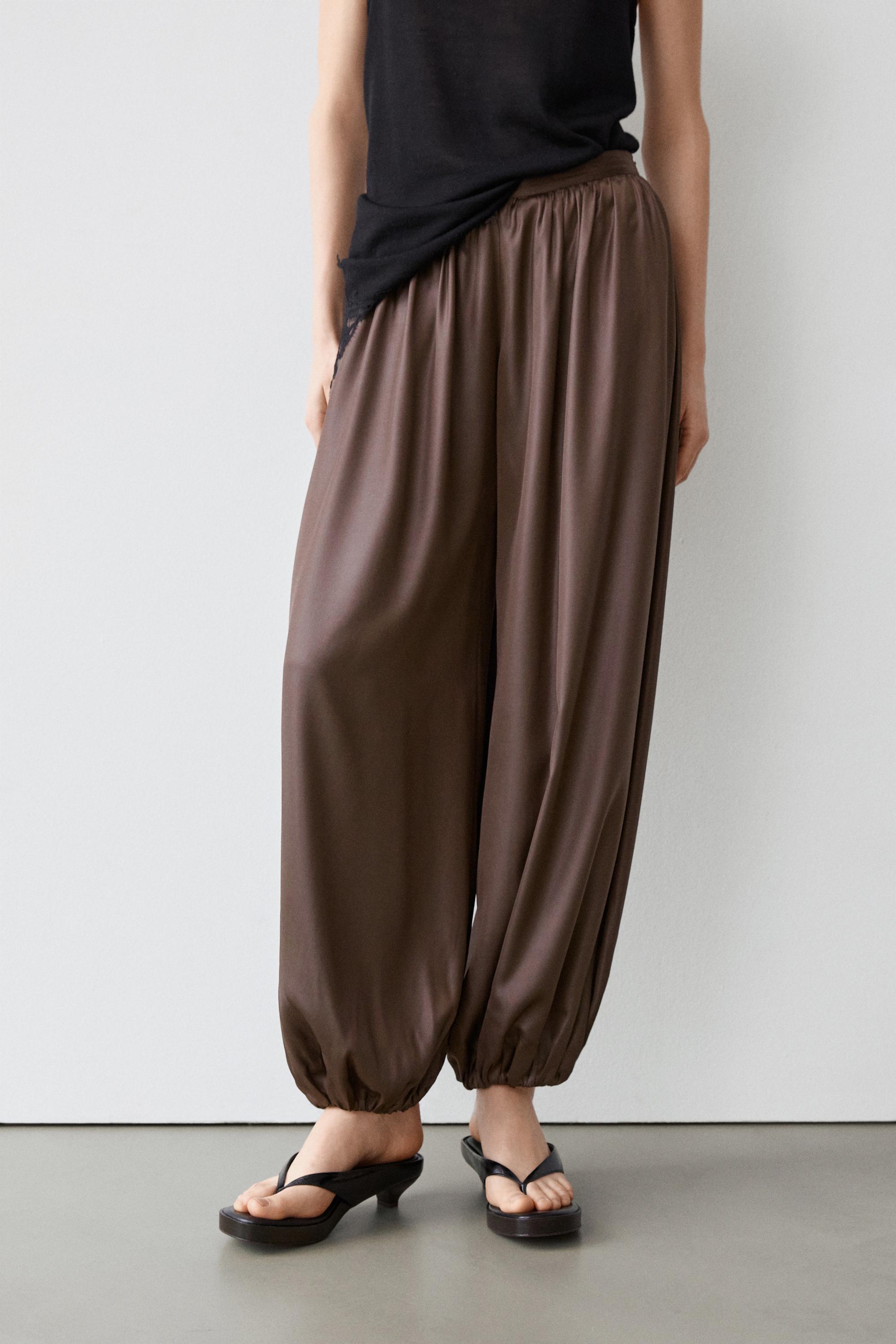 Flowing balloon fit satin trousers — 764