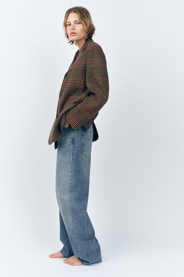 ZW COLLECTION CHECK WOOL BLEND BLAZER - Brown by Zara - Image 3